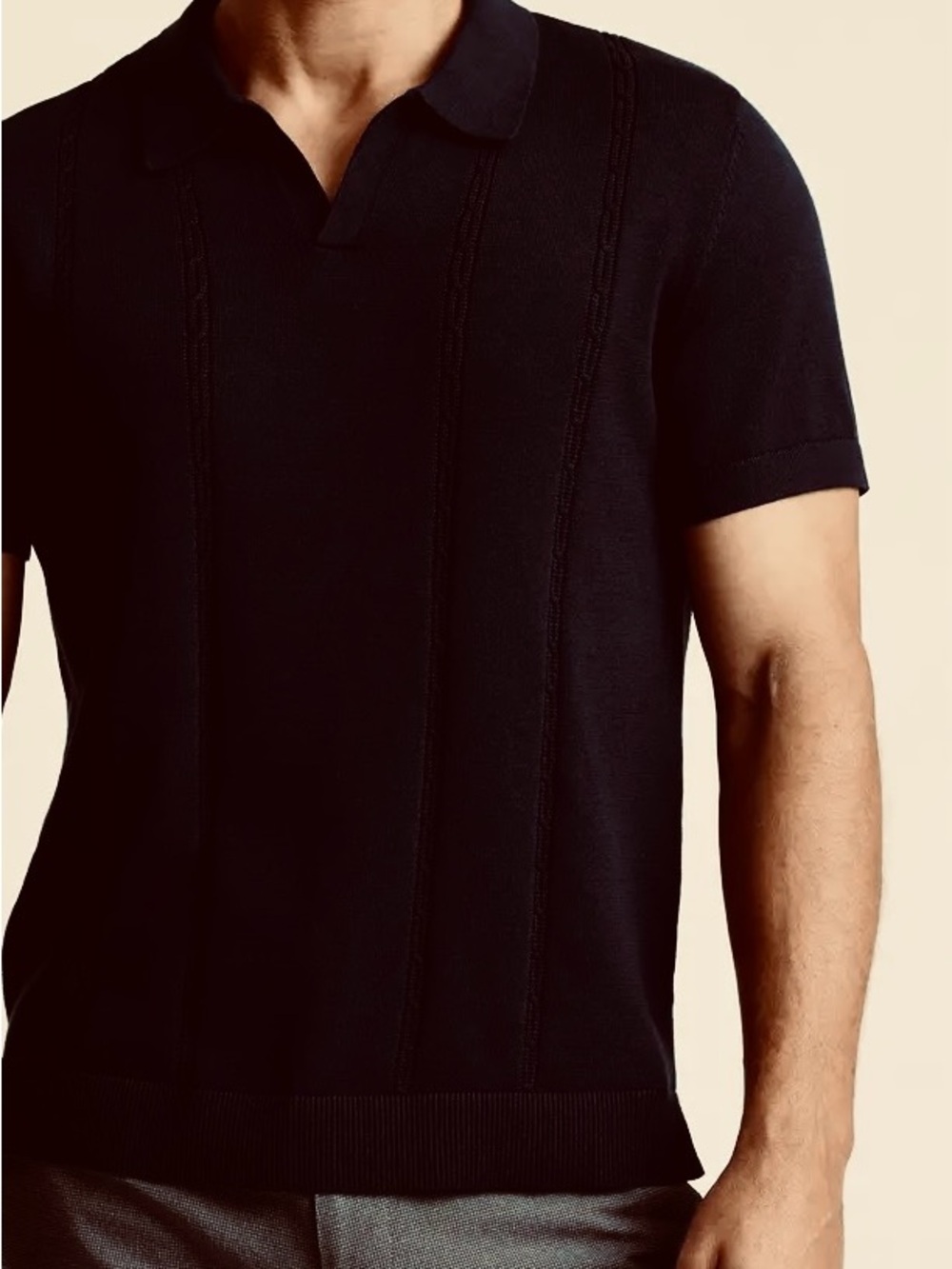 BONOBOS placed cable Johnny collar polo sweater - short sleeve